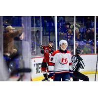 Vancouver Giants react after a goal against the Lethbridge Hurricanes