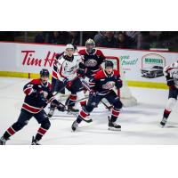 Saginaw Spirit goaltender Stepan Shurygin and his defense