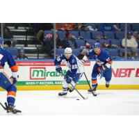 Syracuse Crunch left wing Jakob Pelletier vs. the Bridgeport Islanders
