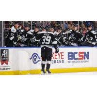 Wichita Thunder's Donavan Houle congratulated by team