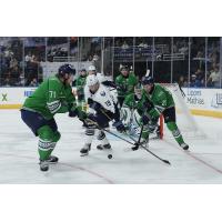 Florida Everblades defend against the Jacksonville Icemen