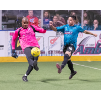 St. Louis Ambush midfielder Lucas Almeida (right) vs. the Kansas City Comets
