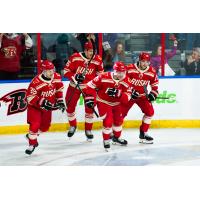 Rapid City Rush's Matt Hubbarde, Xavier Bernard, Parker Bowman, and Bobby Russell on game night