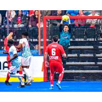 St. Louis Ambush goalkeeper Paulo Nascimento snags the ball vs. the Kansas City Comets
