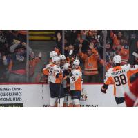 Flint Firebirds celebrate a goal