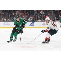 Texas Stars' Jack Becker and Coachella Valley Firebirds' Tyson Jugnauth in action