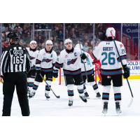 Kelowna Rockets' Tij Iginla, Carson Wetsch, and Rowan Guest on game night
