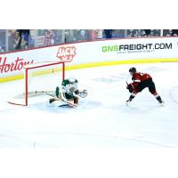 Vancouver Giants left wing Torretto Marrelli scores against the Everett Silvertips