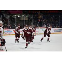 Peterborough Petes centre Kaden McGregor after his goal vs. the Niagara IceDogs