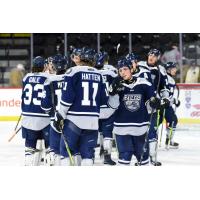 Worcester Railers gather after a goal