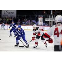 Syracuse Crunch forward Wojciech Stachowiak vs. the Utica Comets