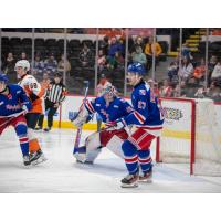 Kitchener Rangers goaltender Christian Kirsch and centre Andrew Vermeulen