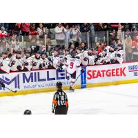 Adirondack Thunder's Shane Harper congratulated by team