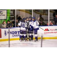 Worcester Railers celebratory huddle