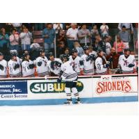 South Carolina Stingrays exchange high fives along the bench