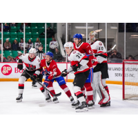 Belleville Senators defend their goal against the Laval Rocket