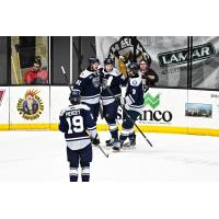Worcester Railers gather after a goal