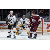 Peterborough Petes right wing Matthew Soto (right) vs. the Kingston Frontenacs
