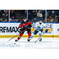 Kelowna Rockets centre Hayden Paupanekis (left)