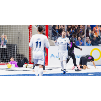 San Diego Sockers' Leonardo de Oliveira and Kraig Chiles on game night