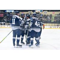 Worcester Railers celebratory huddle