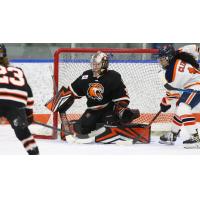 Goaltender Sarah Coe with the Rochester Institute of Technology