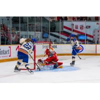 Vancouver Goldeneyes' Abby Boreen and Jen Gardiner versus Ottawa Charge's Gwyneth Philips