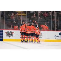Flint Firebirds gather after a goal