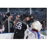 Youngstown Phantoms' Ryan Rucinski with teammates on game night