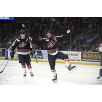 Maine Mariners, as the Portland Pirates, celebrate a goal