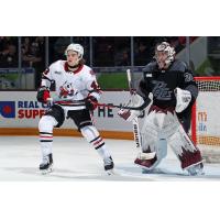 Peterborough Petes goaltender Easton Rye vs. the Niagara IceDogs