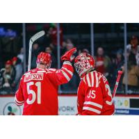 Grand Rapids Griffins' Austin Watson and Michael Postava on game night
