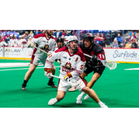 Oshawa FireWolves' Ethan Walker and Colorado Mammoth's Connor Nock in action