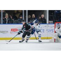 Kelowna Rockets' Vojtech Cihar versus Penticton Vees' Charlie Michaud