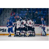 Adirondack Thunder huddle after a goal