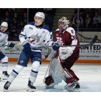 Peterborough Petes goaltender Easton Rye vs. the Sudbury Wolves