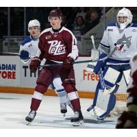 Peterborough Petes centre Brody Partridge vs. the Sudbury Wolves