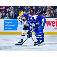 Syracuse Crunch right wing Scott Sabourin vs. the Wilkes-Barre/Scranton Penguins