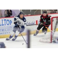 Worcester Railers defenseman Jesse Pulkkinen vs. the Adirondack Thunder