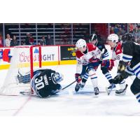 Wenatchee Wild's Cal Conway versus Spokane Chiefs' Owen Martin