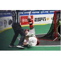 Liam Aston of the Ottawa Black Bears reacts after scoring