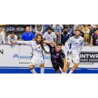 Drew Ruggles (left) and Juan Salazar of the San Diego Sockers vs. the Empire Strykers
