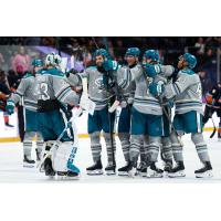 San Jose Barracuda greet goaltender Laurent Brossoit