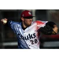 Pitcher Caleb Reyes with the Idaho Falls Chukars