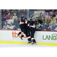 Team East celebrates at the 2026 WHL Prospects Game