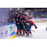 Saginaw Spirit celebrate a late goal