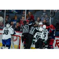 Allen Americans fight with the Utah Grizzlies