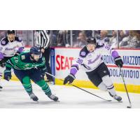 Adirondack Thunder forward Brannon McManus (right) vs. the Maine Mariners