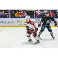 Peterborough Petes left wing Leon Kolarik vs. the Saginaw Spirit