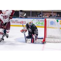 Saginaw Spirit goaltender Stepan Shurygin vs. the Peterborough Petes